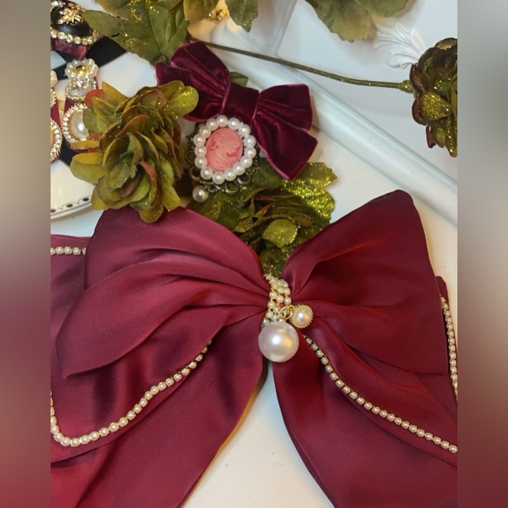 Maroon bows for dress or hair ( inspired Camilla) style
